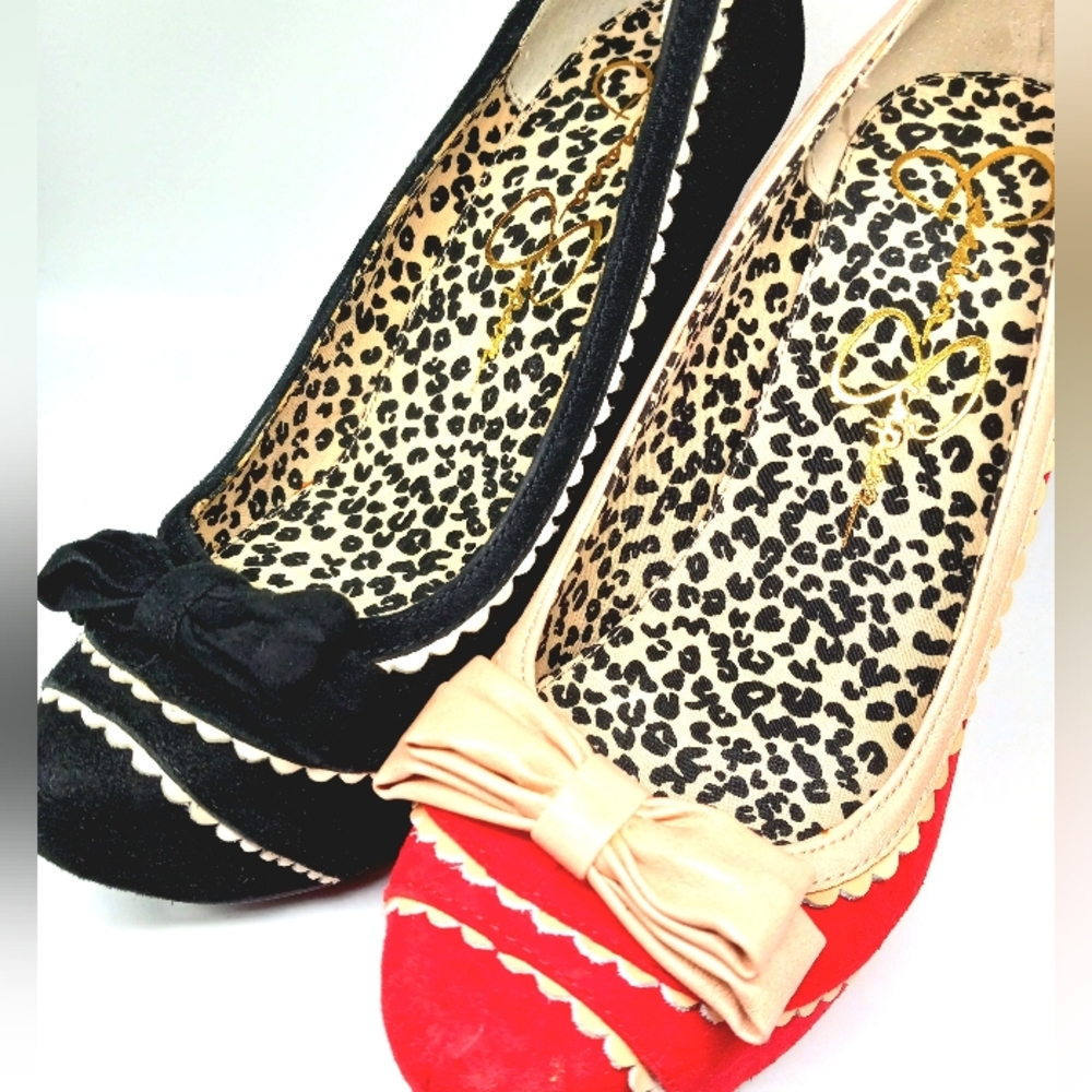 Bundle of New Jessica Simpson Stilettos Size 7 Red & Black Suede